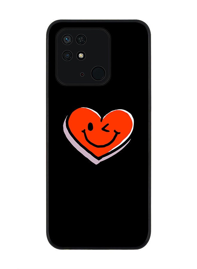 Stylizedd Rugged Black edge case for Redmi 10C 4G  Slim fit Soft Case Flexible Rubber Edges Anti Drop TPU Gel Thin Cover - Winking Heart - Image 1