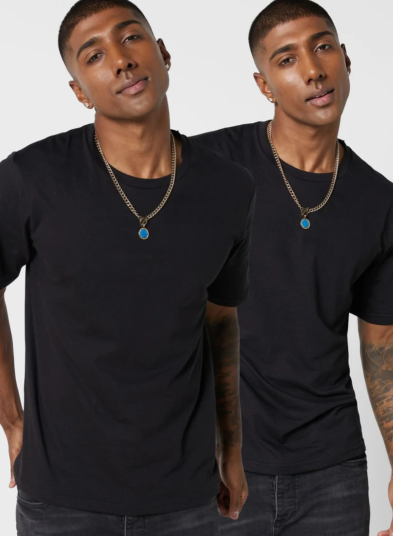 JACK & JONES 3 Pack Essential Crew Neck T-Shirt