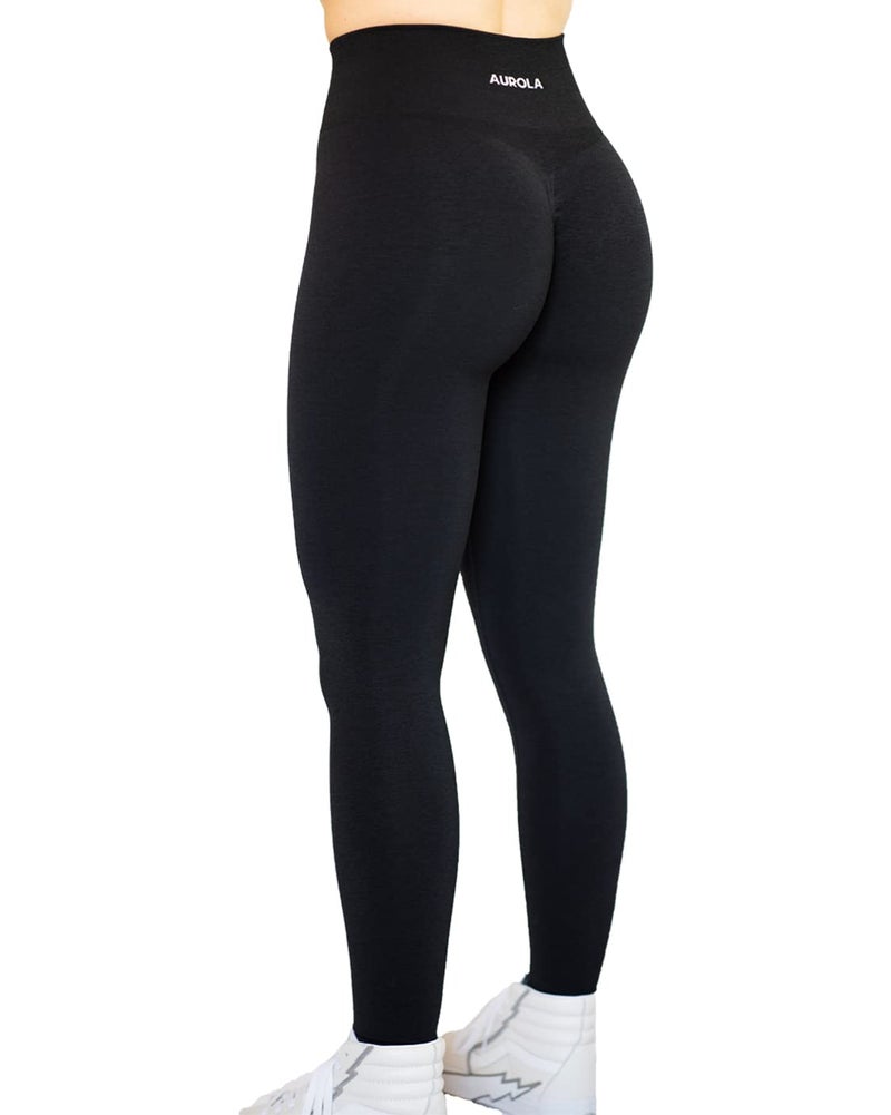 AUROLA Intensify Seamless Scrunch Legging Women Yoga Pants 7/8 Tummy Control Running for Workout Fitness Sport Active Legging-25'' (XS, Black) - Image 1