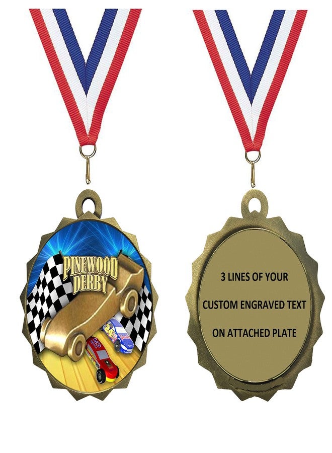 Express Medals ميدالية إكسبريس المخصصة لسباق سيارات ديربي، جائزة ذهبية مع شريط للرقبة ولوحة محفورة مثبتة على الظهر LAZD214-D70 عبوة واحدة - Image 1