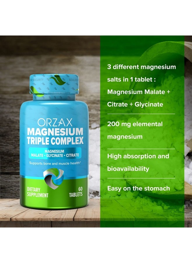 Magnesium Complex High Absorption 200 Mg Triple Mag Glycinate Malate & Citrate Magnesio Helps For Sleep Leg Cramps & Mood Gluten & Dairy Free 60 Tablets (60 Day Supply) - pzsku/Z90CCC002334592CAF044Z/45/_/1687326662/8ecece81-7ad7-45d5-a9dc-a55ba5cdc7f4