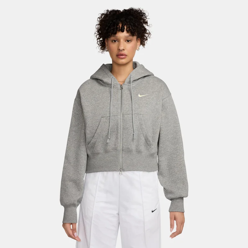Nike Grey Women's Sportswear Phoenix Cropped Hoodie for Women | Best Price UAE