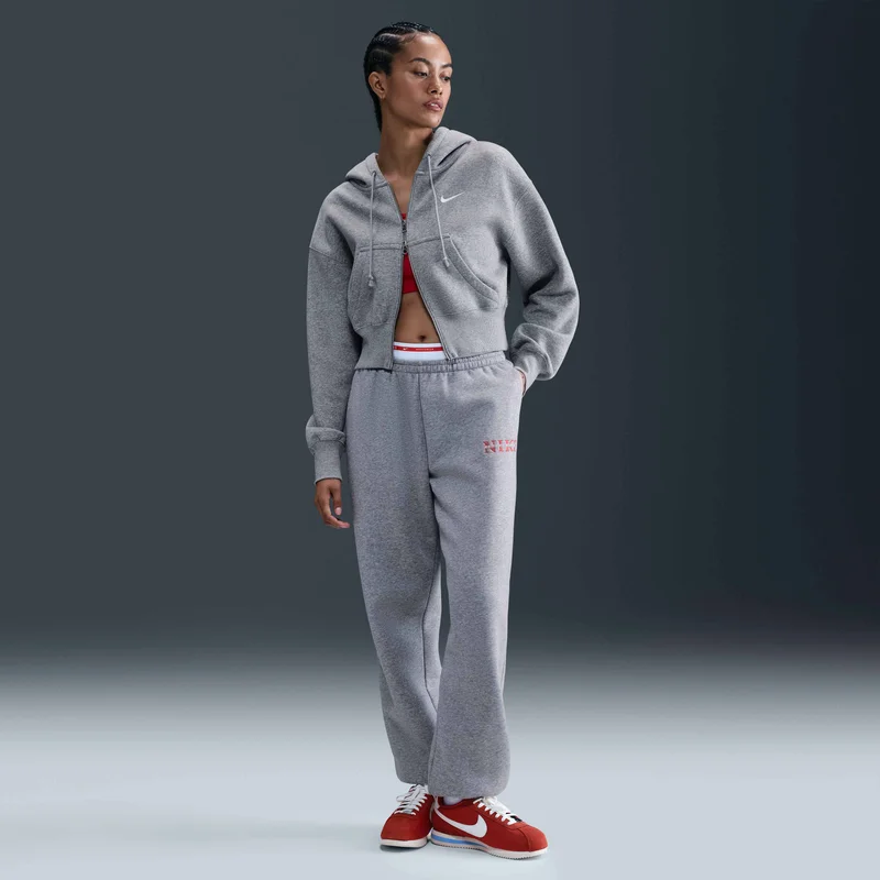 Nike Grey Women's Sportswear Phoenix Cropped Hoodie for Women | Best Price UAE