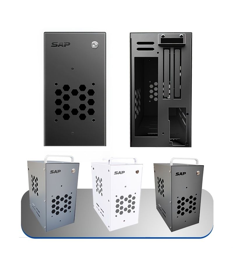 علبة كمبيوتر مكتبي من طراز Sap سعة 5.2 لتر، بتصميم Mini ITX صغير الحجم ومحمول، لون أبيض، 1.37 جالون، تدعم الرسومات المدمجة، متوافقة مع اللوحات الأم مقاس 17x17 و 6.69x7.48 بوصة. - Image 3