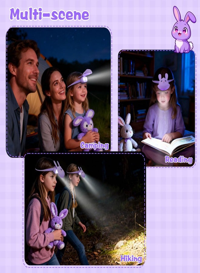 CoolGift Mart Kids Headlamp Rechargeable Rabbit Headlamp, 3 Level Brightness with Flash Modes, Gifts for Kids Girls Boys, Flashlight Head Light for Camping Hiking Night Walking - Image 3