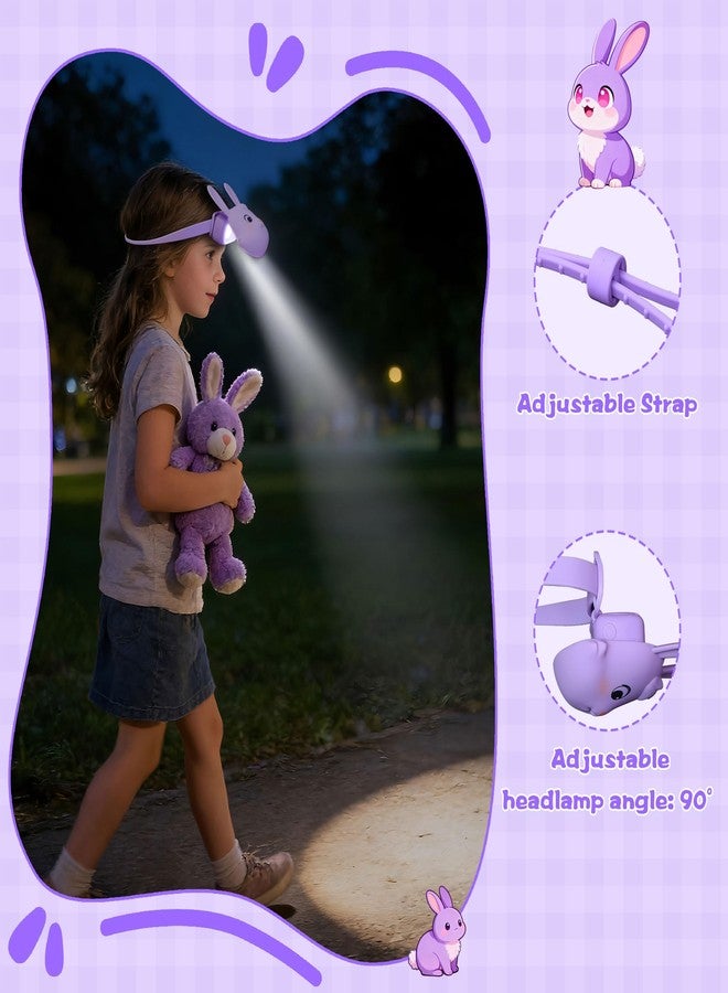 CoolGift Mart Kids Headlamp Rechargeable Rabbit Headlamp, 3 Level Brightness with Flash Modes, Gifts for Kids Girls Boys, Flashlight Head Light for Camping Hiking Night Walking - Image 2