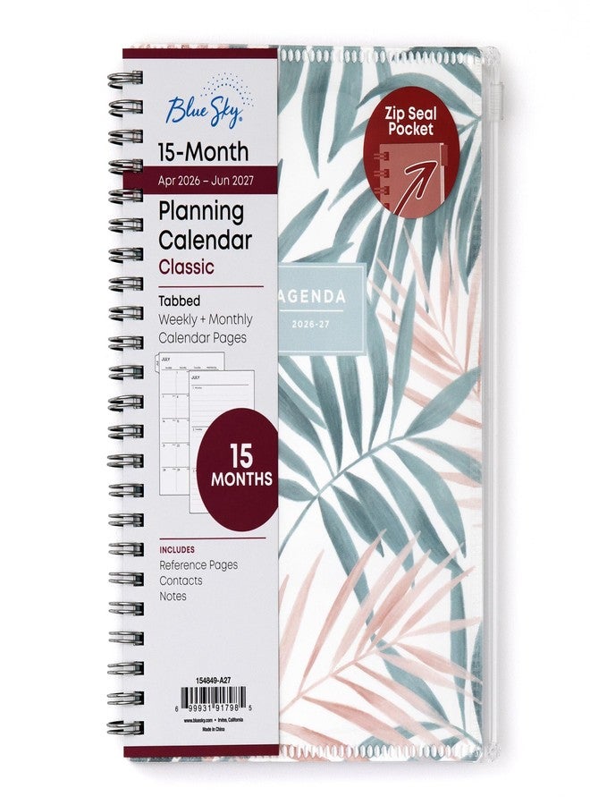 Blue Sky 2026-2027 Weekly and Monthly Academic Year 15 Month Planner Calendar, April 2026 - June 2027, 5" x 8", Flexible Cover With Zip Pouch, Wirebound, Storage Pocket, Seychelle - Image 1