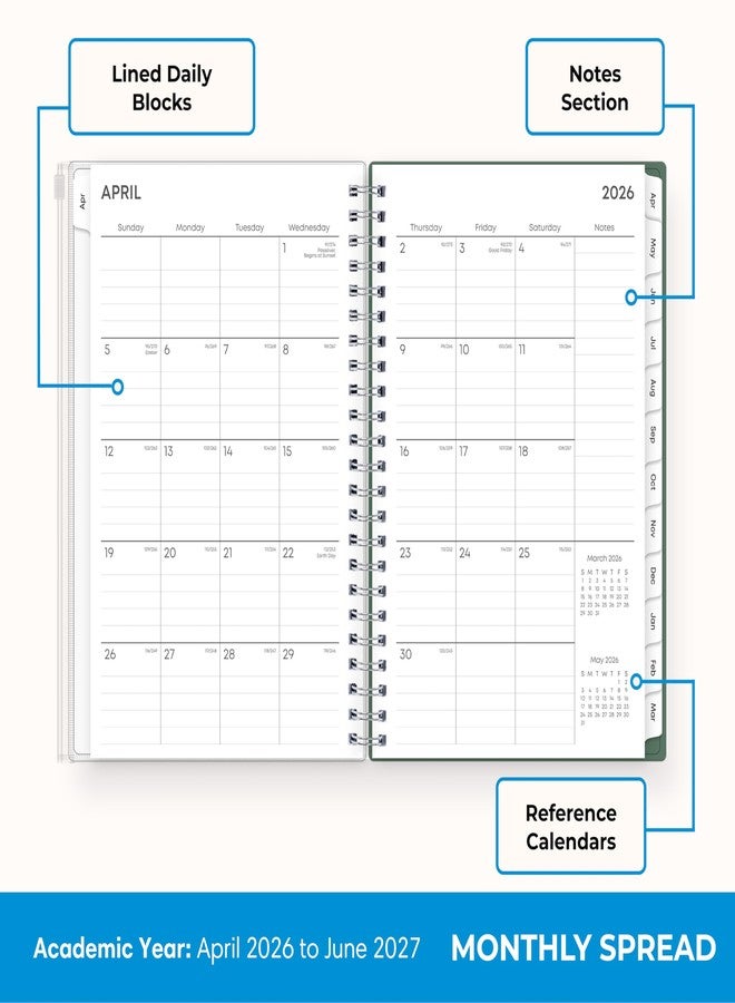 Blue Sky 2026-2027 Weekly and Monthly Academic Year 15 Month Planner Calendar, April 2026 - June 2027, 5" x 8", Flexible Cover With Zip Pouch, Wirebound, Storage Pocket, Seychelle - Image 4