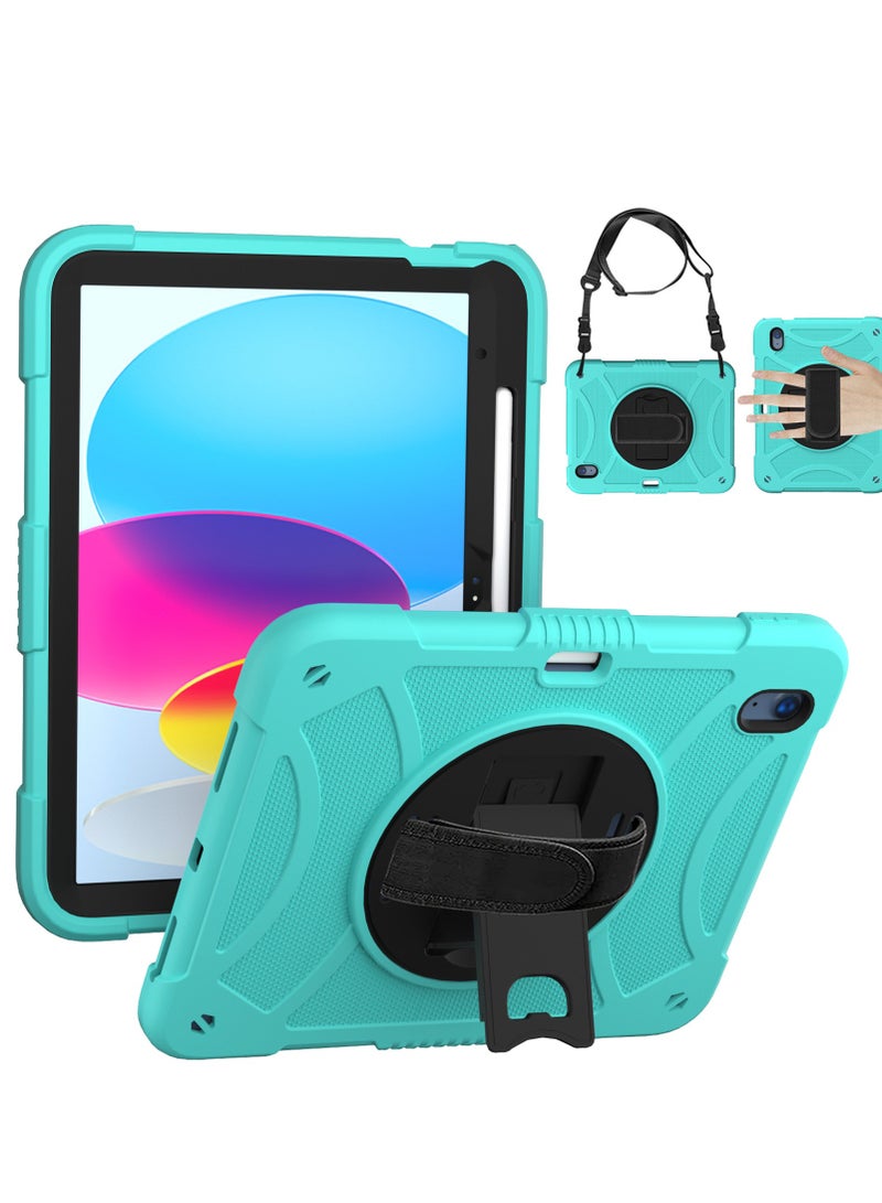 Case for iPad 10th Generation 10.9inch 2022, Protective Rugged Kids Case with Pencil Holder, Shoulder Strap, Hand Strap, Kickstand, for Apple iPad 10th Gen -Teal - Image 1