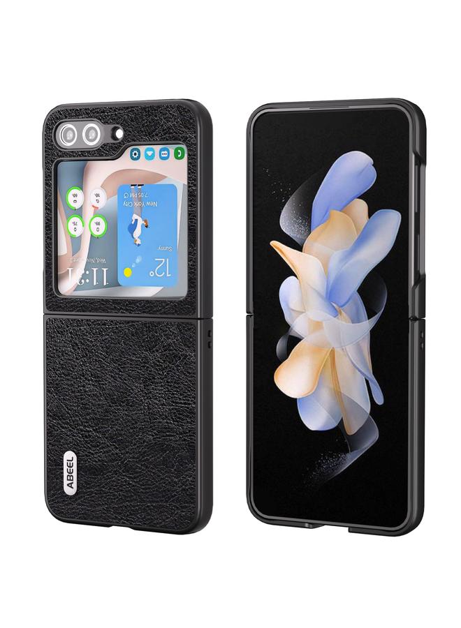 اس-توب جراب لهاتف Samsung Galaxy Z Flip5 من ABEEL بتصميم ريترو من مادة البولي يوريثان وملمس الليتشي - Image 1