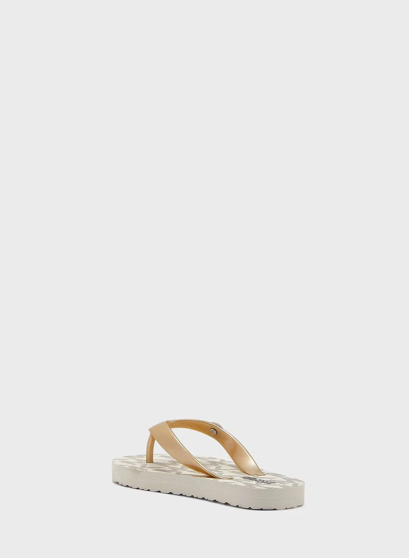 Michael Kors Youth Endine Stripe Flip Flops