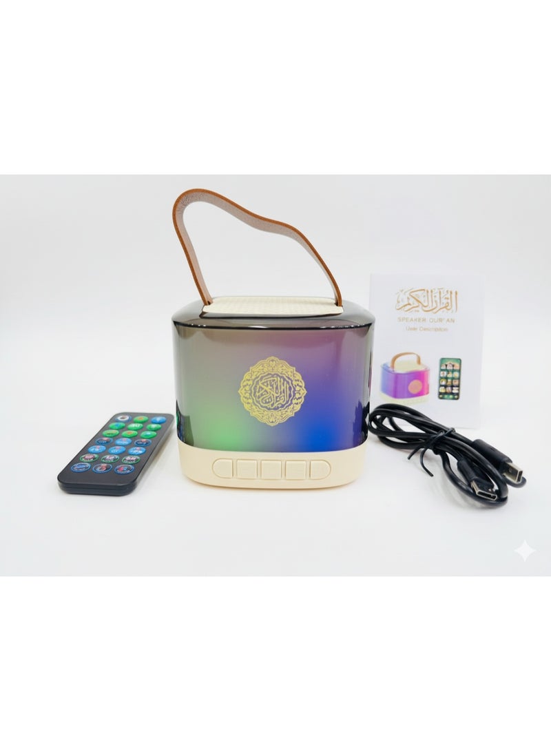Quran Bluetooth Speaker with Remote & App – Multi-Voice, 18 Languages, Tafseer, Ayah Translation, Night Light & White Noise” - Image 1