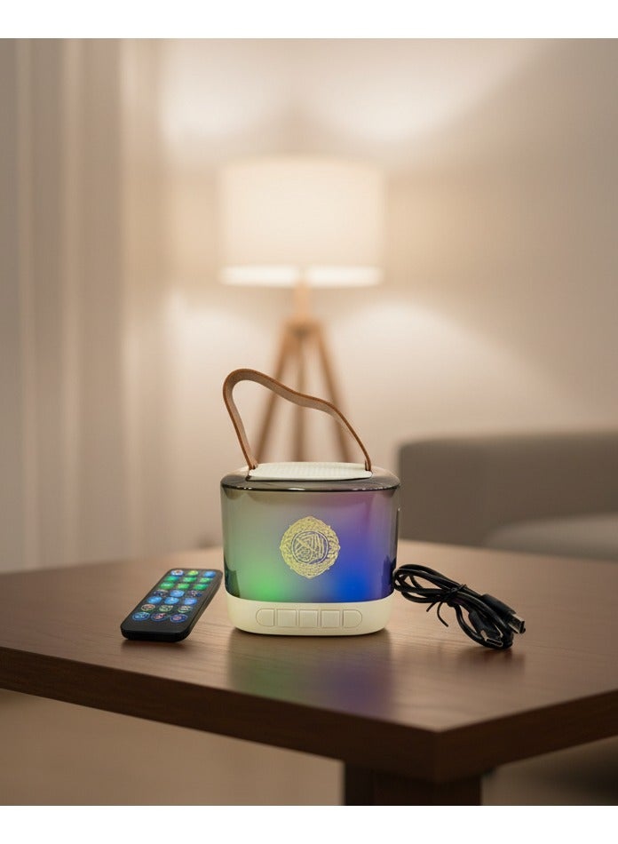 Quran Bluetooth Speaker with Remote & App – Multi-Voice, 18 Languages, Tafseer, Ayah Translation, Night Light & White Noise” - Image 2