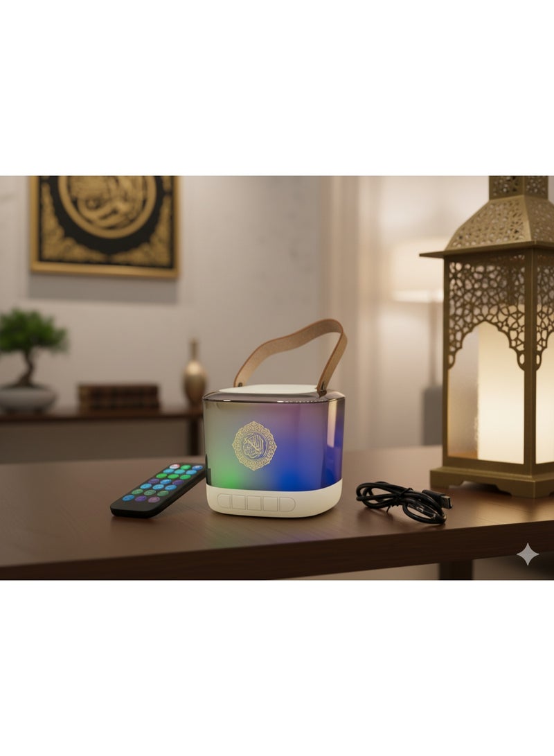 Quran Bluetooth Speaker with Remote & App – Multi-Voice, 18 Languages, Tafseer, Ayah Translation, Night Light & White Noise” - Image 4
