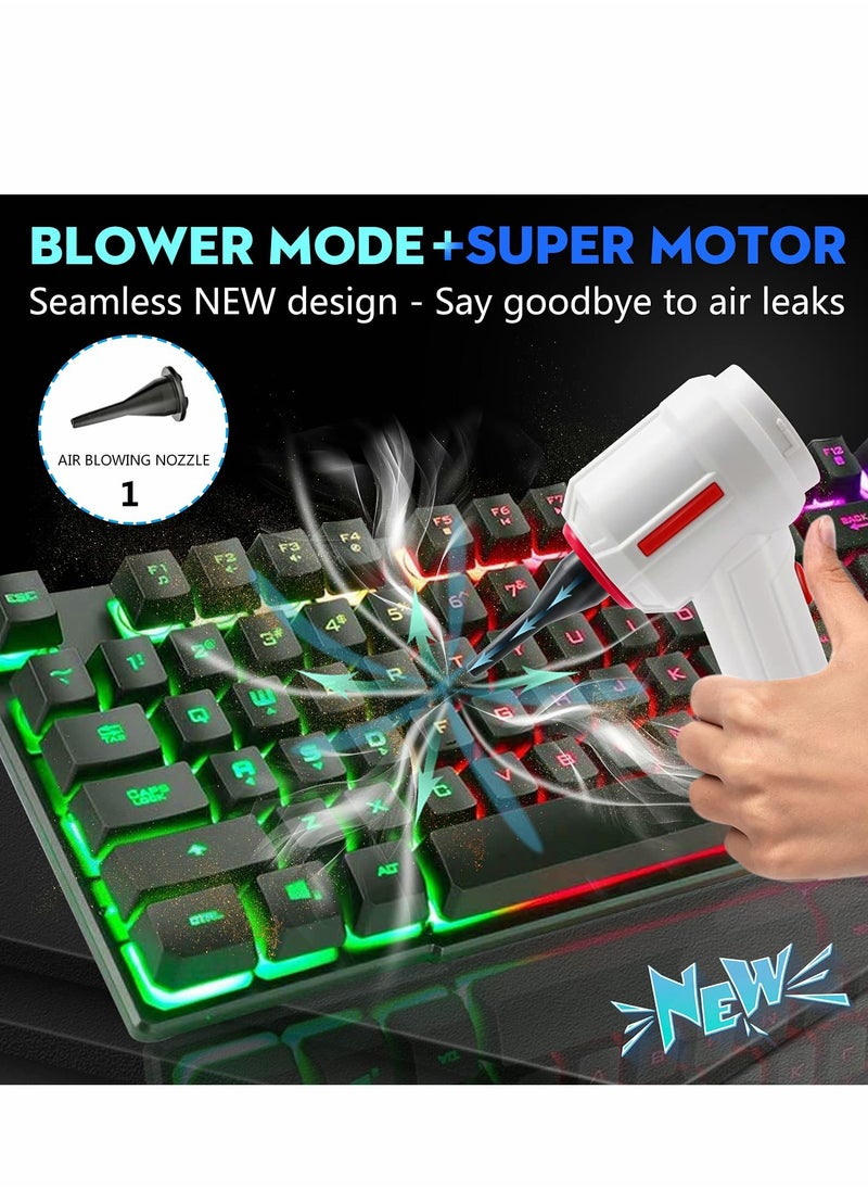 Excefore - 3-in-1 Computer Vacuum, Compressed Air Duster Blower, Portable Handheld Vacuum Cleaner Cordless, Rechargeable Car Hoover, Mini Keyboard Kit, Electric Spray air can for PC, Laptop, Electronics - Image 1