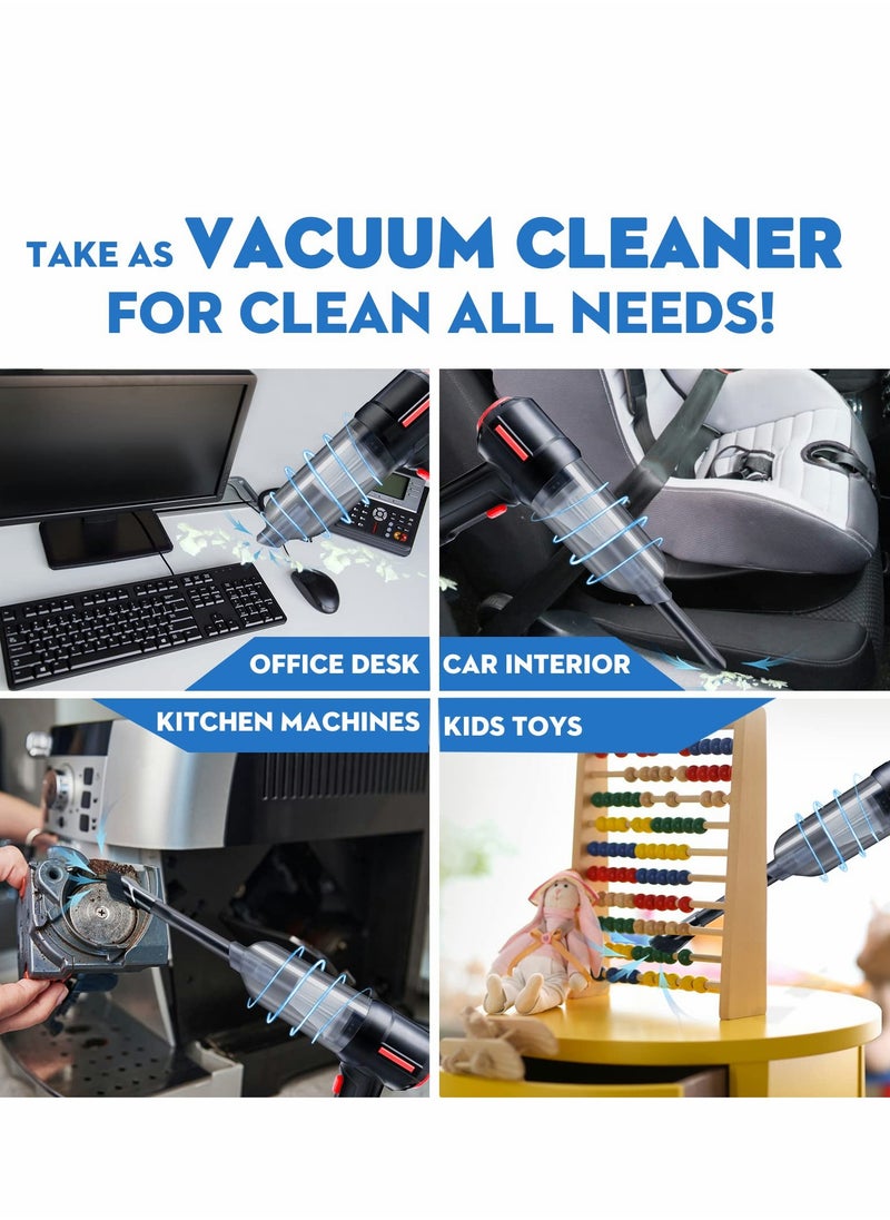 Excefore - 3-in-1 Computer Vacuum, Compressed Air Duster Blower, Portable Handheld Vacuum Cleaner Cordless, Rechargeable Car Hoover, Mini Keyboard Kit, Electric Spray air can for PC, Laptop, Electronics - Image 1