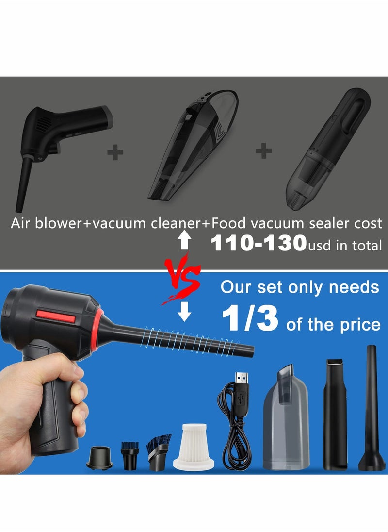Excefore - 3-in-1 Computer Vacuum, Compressed Air Duster Blower, Portable Handheld Vacuum Cleaner Cordless, Rechargeable Car Hoover, Mini Keyboard Kit, Electric Spray air can for PC, Laptop, Electronics - Image 1