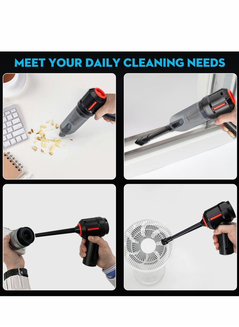 Excefore - 3-in-1 Computer Vacuum, Compressed Air Duster Blower, Portable Handheld Vacuum Cleaner Cordless, Rechargeable Car Hoover, Mini Keyboard Kit, Electric Spray air can for PC, Laptop, Electronics - Image 1