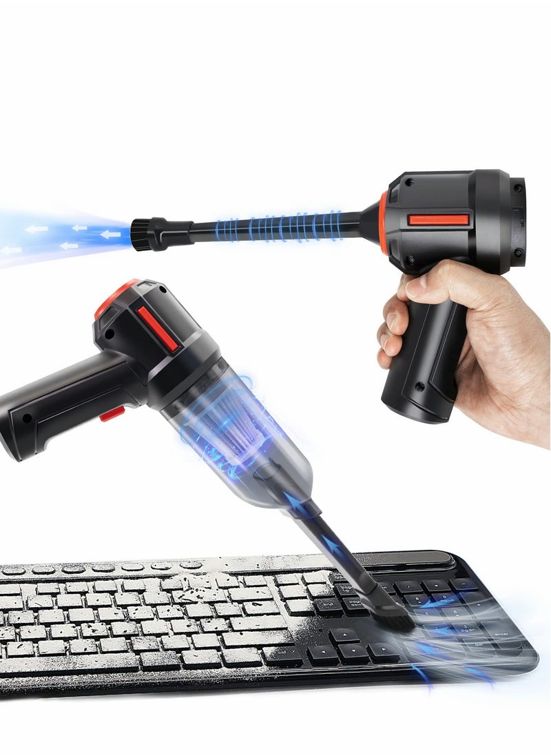 Excefore - 3-in-1 Computer Vacuum, Compressed Air Duster Blower, Portable Handheld Vacuum Cleaner Cordless, Rechargeable Car Hoover, Mini Keyboard Kit, Electric Spray air can for PC, Laptop, Electronics - Image 1