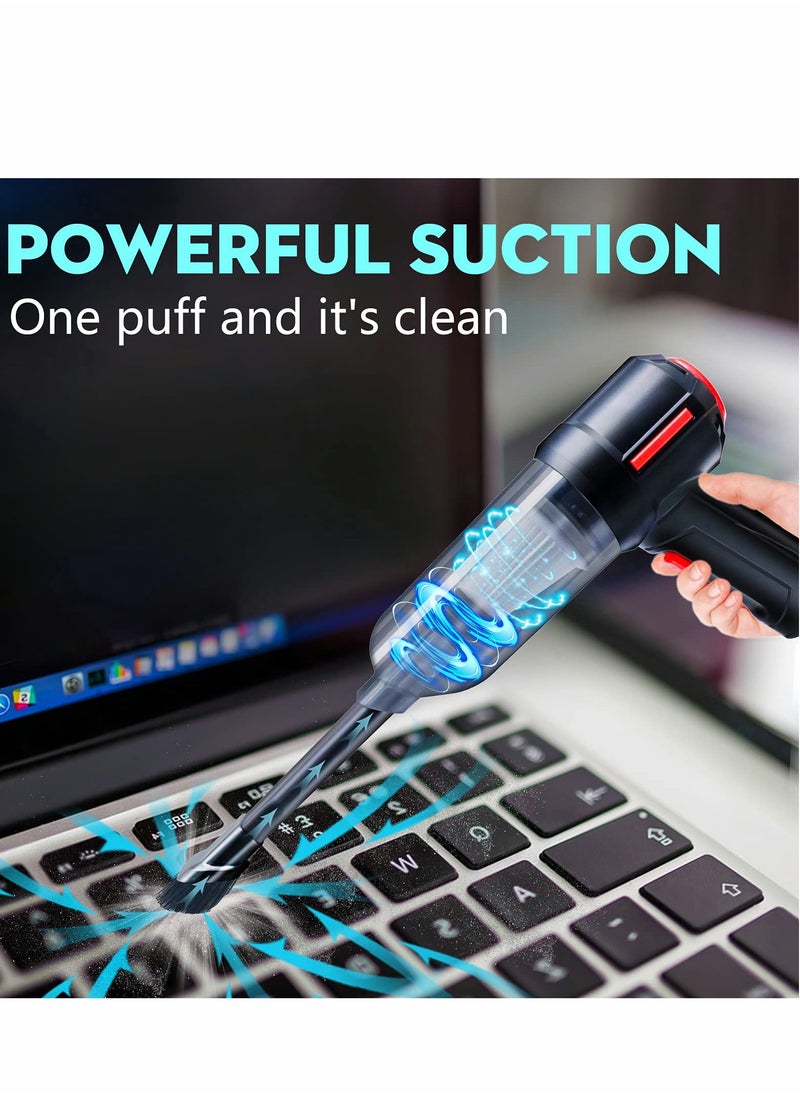Excefore - 3-in-1 Computer Vacuum, Compressed Air Duster Blower, Portable Handheld Vacuum Cleaner Cordless, Rechargeable Car Hoover, Mini Keyboard Kit, Electric Spray air can for PC, Laptop, Electronics - Image 1