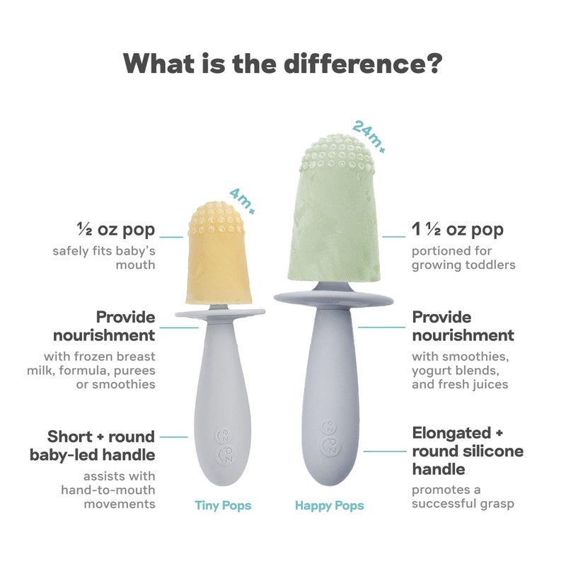 ezpz Tiny Pops (Pewter) - 4 Months+ - Popsicle Mold Set with Two Wands for Infants - Baby-Led Weaning + Teething Essentials - Image 3