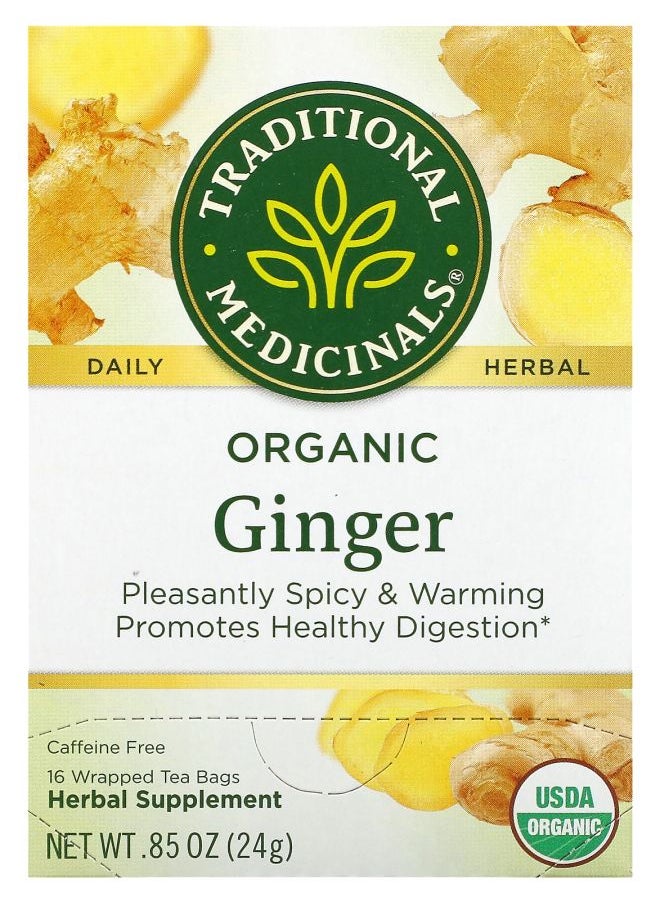 Traditional Organic Ginger Caffeine Free 16 Wrapped Tea Bags 0.85 oz (24 g) 