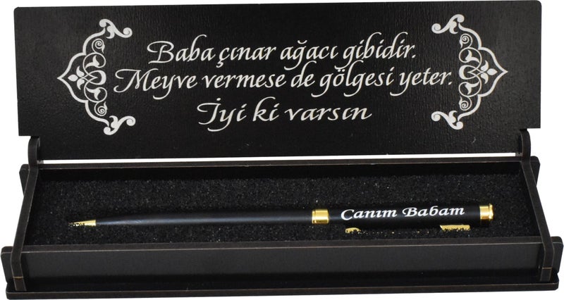 Sanat Hediyelik Art Gift Special for Fathers Metal Ballpoint Pen Named + Wooden Box Set / Father's Day  - Image 3