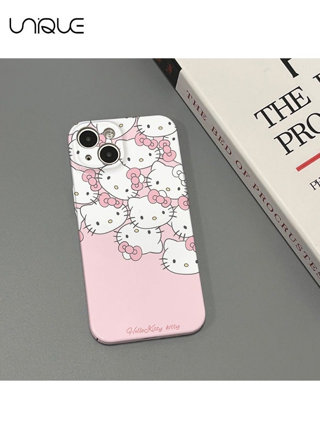 يونيك متوافق مع غطاء iPhone 15 ، وغطاء هاتف Kawaii بنمط الكرتون ، وحماية شاملة للكاميرا بالكامل ، وغطاء هاتف KT Cat Theme (وردي) - Image 1