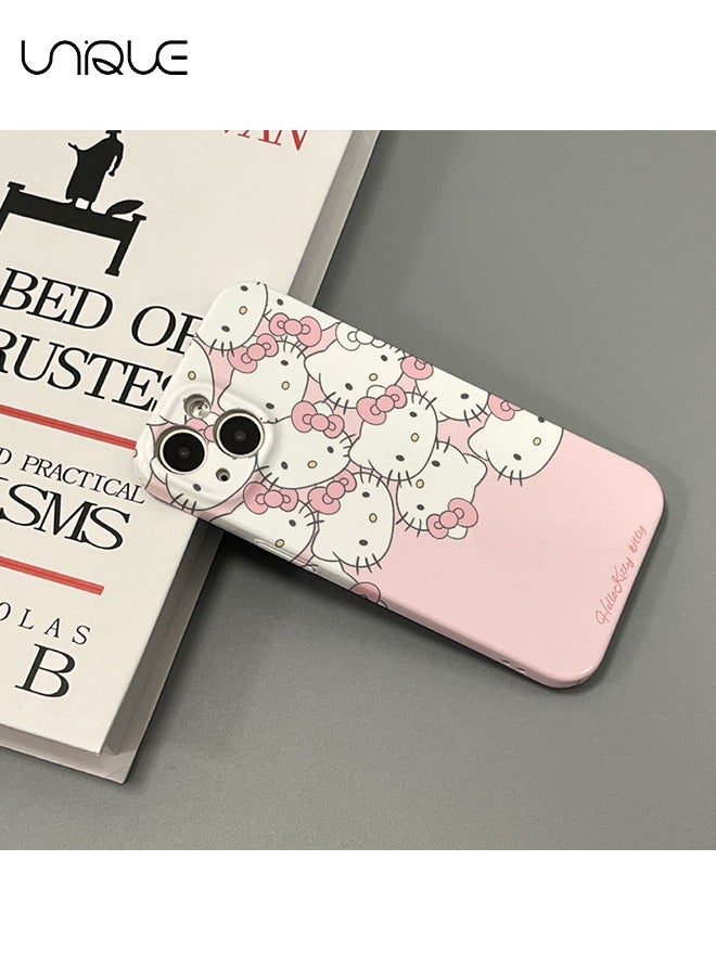 يونيك متوافق مع غطاء iPhone 15 ، وغطاء هاتف Kawaii بنمط الكرتون ، وحماية شاملة للكاميرا بالكامل ، وغطاء هاتف KT Cat Theme (وردي) - Image 2