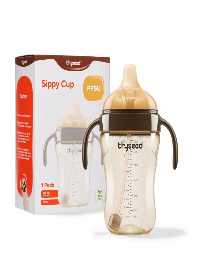Thyseed Spill-Proof Weighted Straw Sippy Cup, Baby Transition Trainer, Soft Silicone Spout, BPA-Free, 6m+, 10 oz, 1 Pack - Image 1