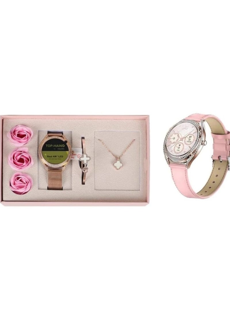 Haino Teko Smart Watch For Women Girl Birtday, Aniversary Gift Rose Gold Pink Top Haino-14 By Haino Teko - Image 3