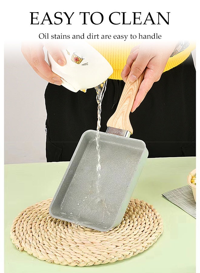 DUNISO Multifunctional Non Stick Grill Pan,Frying Pan suitable for Gas Stove and Induction Cooker,Pan With Wooden Handle for Frying Eggs, Steak and Vegetables - Image 5