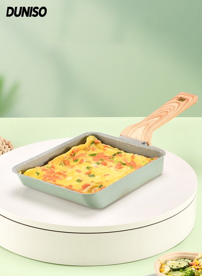 DUNISO Multifunctional Non Stick Grill Pan,Frying Pan suitable for Gas Stove and Induction Cooker,Pan With Wooden Handle for Frying Eggs, Steak and Vegetables - Image 1