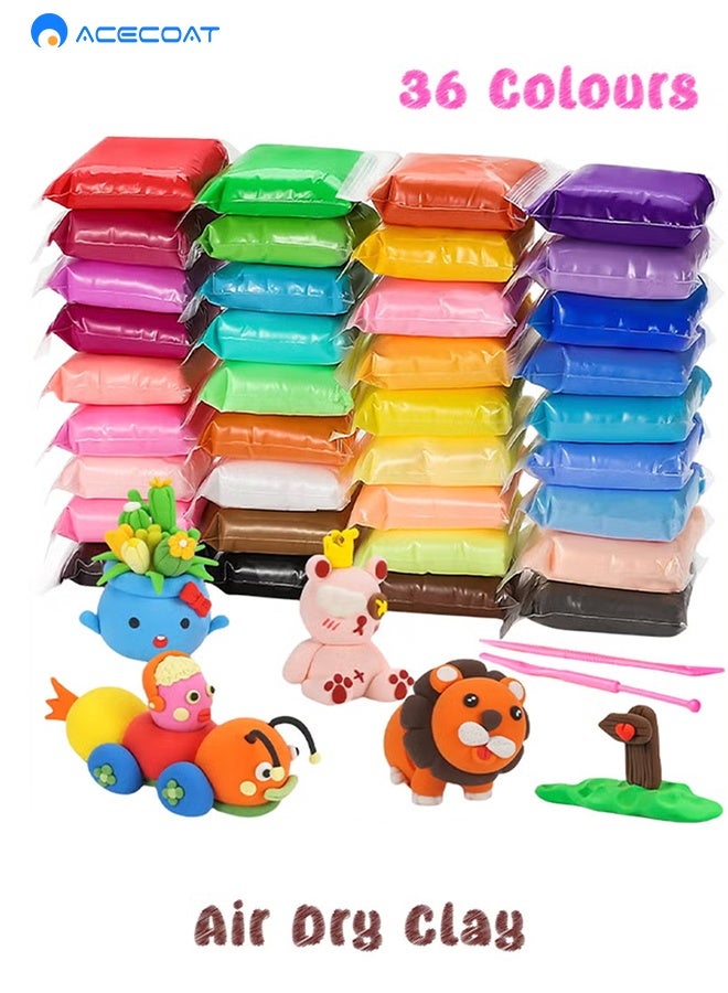 ACECOAT Modeling Clay Kits - 36 Colors Air Dry Clay for Kids, DIY Molding Toys with Sculpting Tools, Ultra Light & Soft, DIY Crafts School Classroon Projects, Gifts for Ages 3-12 Boys & Girls Kids - Image 1