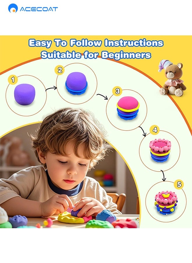 ACECOAT Modeling Clay Kits - 36 Colors Air Dry Clay for Kids, DIY Molding Toys with Sculpting Tools, Ultra Light & Soft, DIY Crafts School Classroon Projects, Gifts for Ages 3-12 Boys & Girls Kids - Image 5