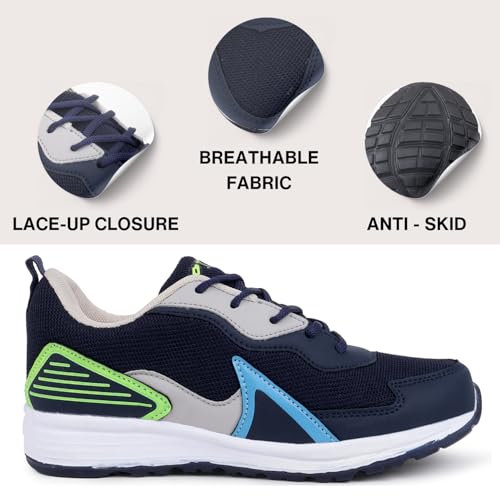 TRASE Kids Boys Sports Shoes | Running, Walking, All Day Casual Wear with Lace-Up Design (Navy, 3 UK) - Image 2