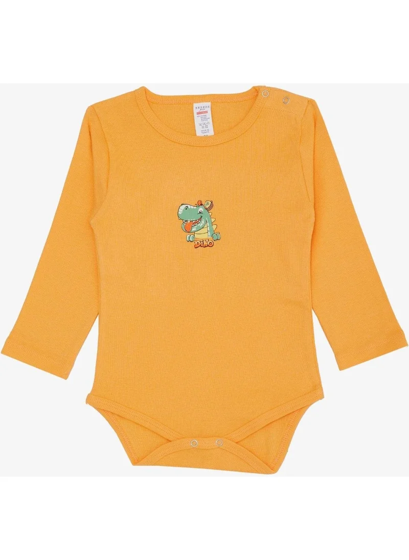 Breeze Baby Boy Snap Bodysuit Happy Dinosaur Printed 9 Months-3 Years, Salmon