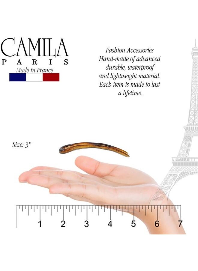 CAMILA - Paris AD823 French Twist Stick Hair Fork, 2 Small Wavy U Shaped Hair Pin Clip for Spiral Updo Bun, Tortoise Shell, Fashion Flexible Durable Styling Hair Accessories for Women, Made in France - Image 1