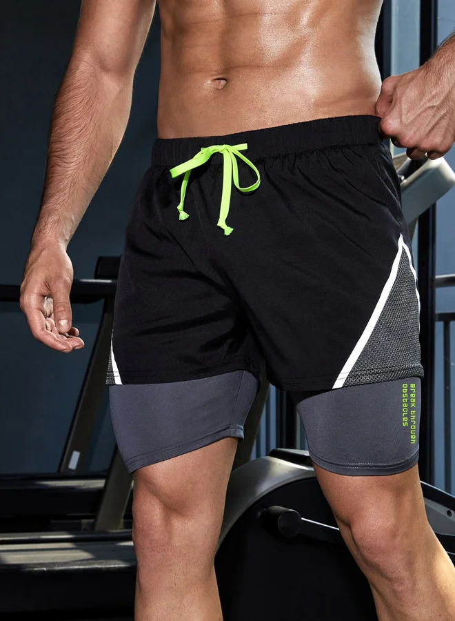 Take Two Take Two Color Block Drawstring Shorts with Phone Pocket