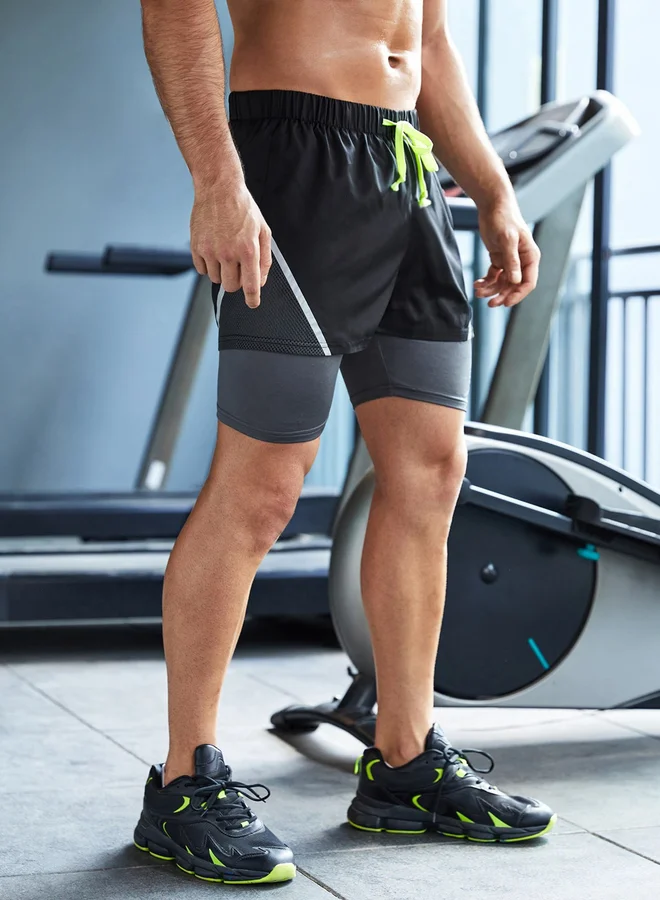 Take Two Take Two Color Block Drawstring Shorts with Phone Pocket