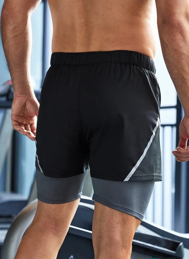 Take Two Take Two Color Block Drawstring Shorts with Phone Pocket