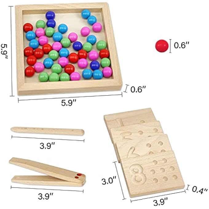 BBtinker Wooden Number Tracing Board Set Toddler Montessori Math Beads Counting Toy Preschool Learning and Educational Math Game for Kids - Image 4