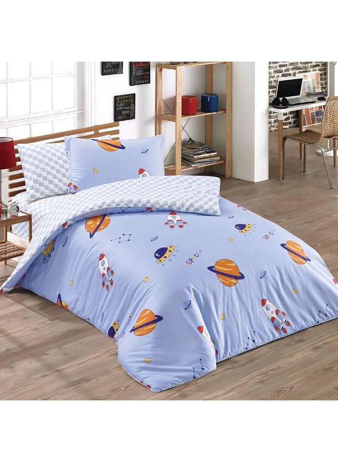 bukhamseen CARDIF Kids’ Cotton Bedding Set – 4 Pieces, Single Size, Super Soft with Stitched Filling - Image 1