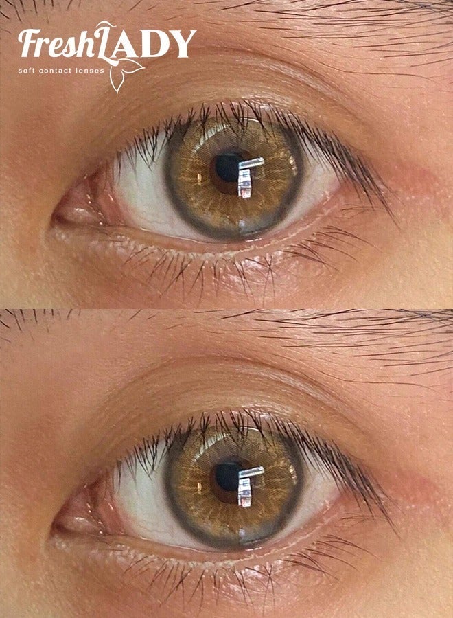 FreshLady Amber Fantasy 14.50mm Colored Contact Lenses 2 Pcs – Soft Comfortable Yearly Lenses, Natural Big Eye Effect, Stylish Mixed-Race Look for Daily Makeup, Parties & Trendy Fashion Vibes - Image 3
