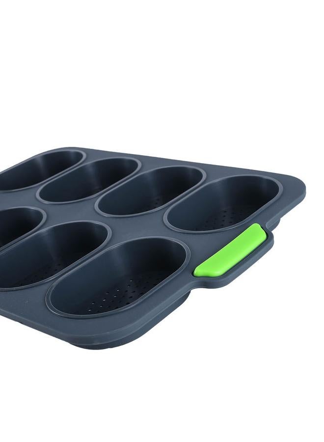 Bluejw Food Grade Silicone Cake Mold Oval 8 Grilles French Bread Non-Stick Household Baking Tool - Image 5