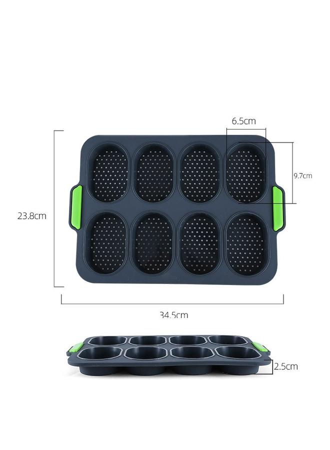 Bluejw Food Grade Silicone Cake Mold Oval 8 Grilles French Bread Non-Stick Household Baking Tool - Image 3