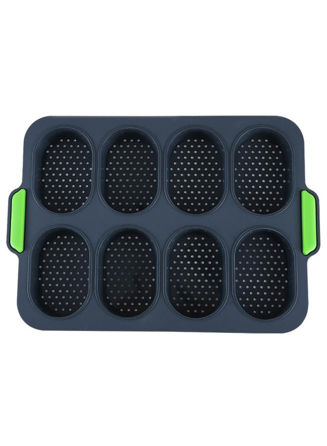 Bluejw Food Grade Silicone Cake Mold Oval 8 Grilles French Bread Non-Stick Household Baking Tool - Image 1