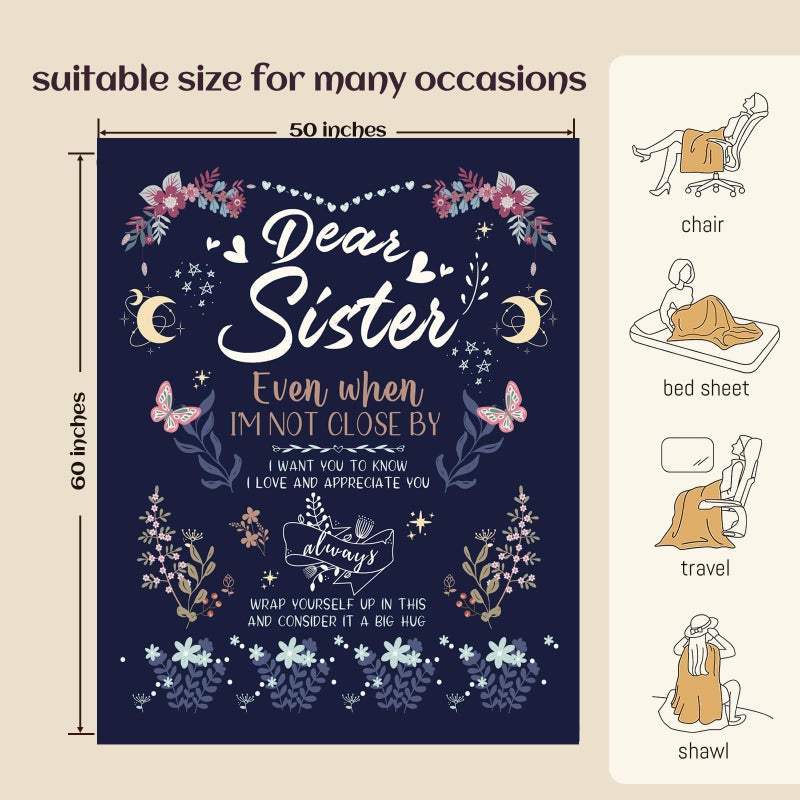 BeneCharm Sister Gifts Blanket - Sisters' Gift for Mother's Day, Valentine's Day, Birthday - 60'' x 50'' - Image 2
