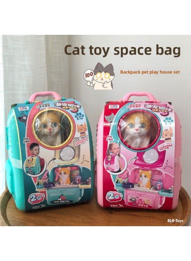 Toy Space Bag Toy Simulation Doll Cat Dog Play House Backpack Pet Cultivation House Play House Toy-Color:Toy Space Bag: Dog Pink - Image 5