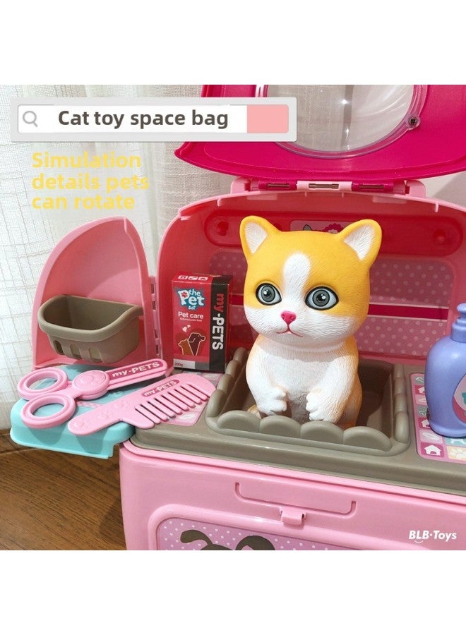 Toy Space Bag Toy Simulation Doll Cat Dog Play House Backpack Pet Cultivation House Play House Toy-Color:Toy Space Bag: Dog Pink - Image 3
